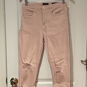 Banana Republic light pink skinny distressed denim jeans